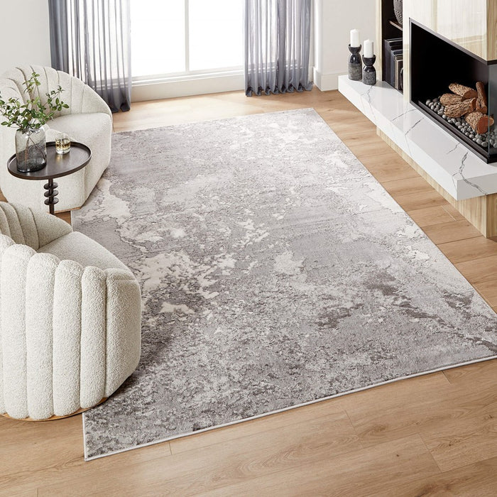 Lavin Rugs T9006 Ayda 5'3" x 7'6" Painterly Rug, Silver/Black/Grey