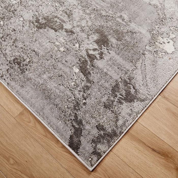 Lavin Rugs T9006 Ayda 5'3" x 7'6" Painterly Rug, Silver/Black/Grey