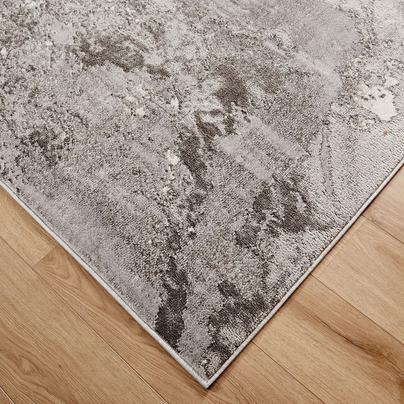 Lavin Rugs T9006 Ayda 6'7" x 9'6" Painterly Rug, Silver/Black/Grey