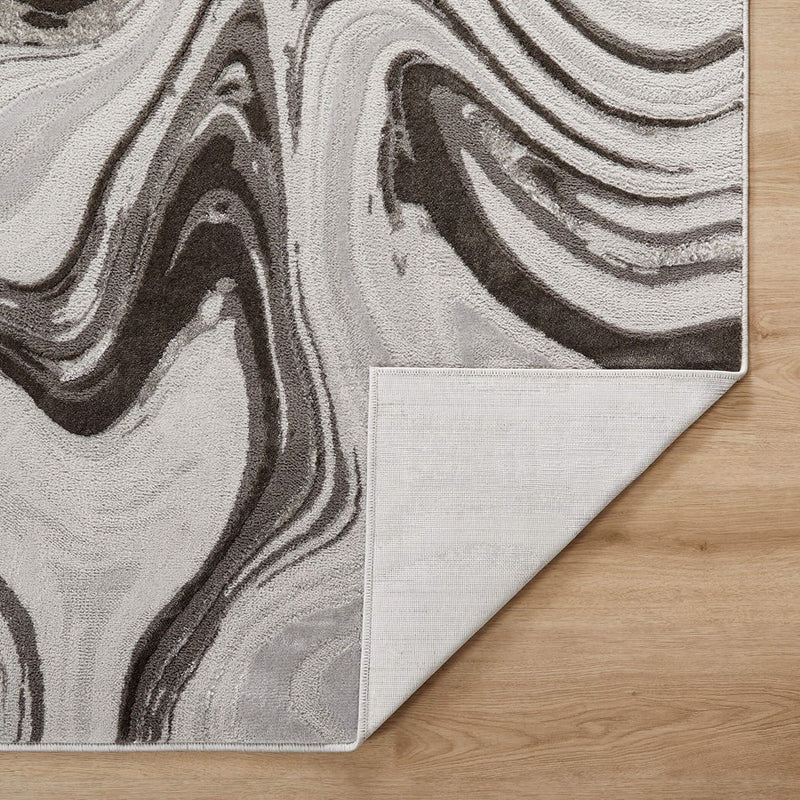 Lavin Rugs T9007 Ayda 2' x 3' Marbled Rug, Grey Silver/Black/Grey