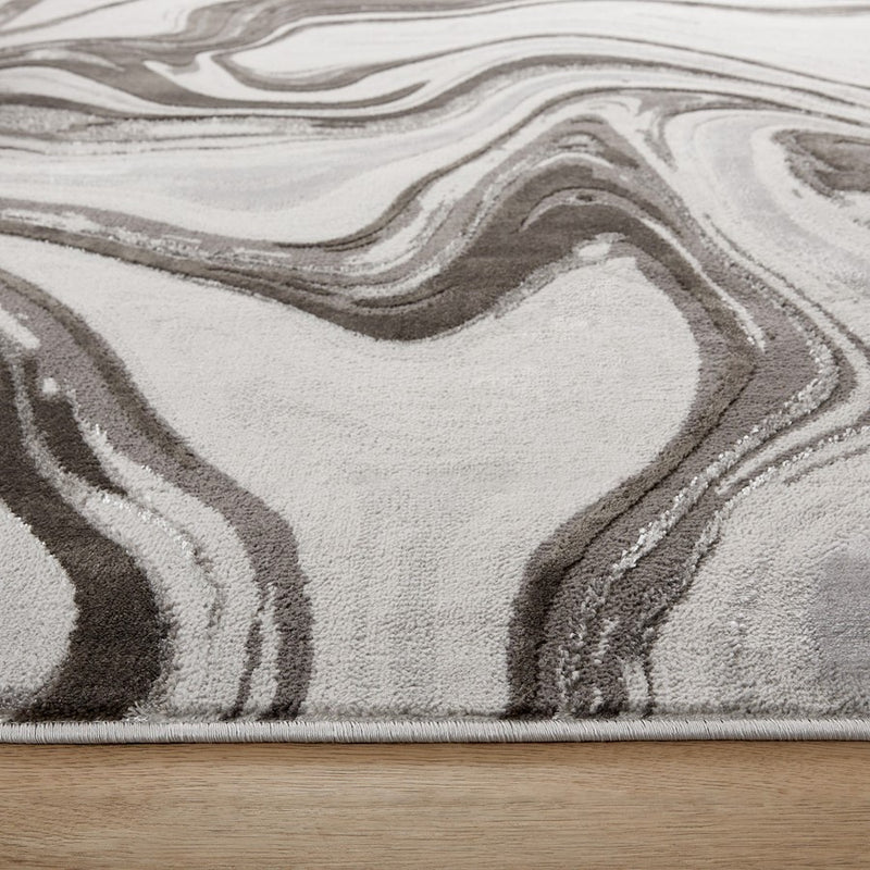 Lavin Rugs T9007 Ayda 7'10" x 10'10" Marble Rug, Silver/Black/Grey