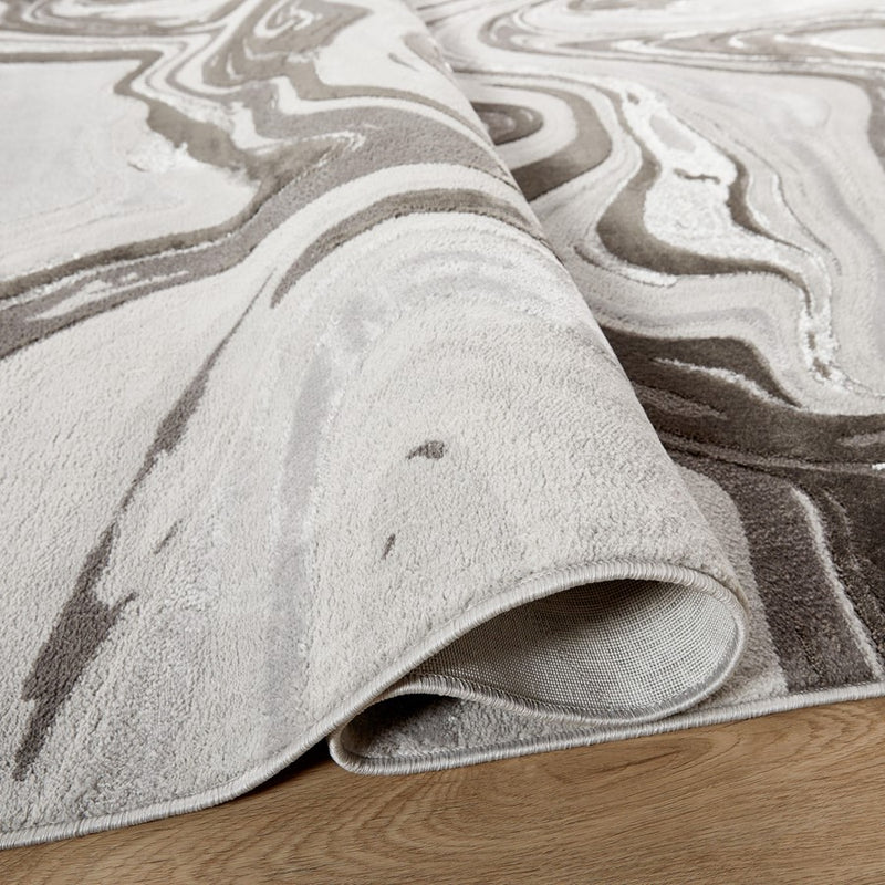 Lavin Rugs T9007 Ayda 7'10" x 10'10" Marble Rug, Silver/Black/Grey