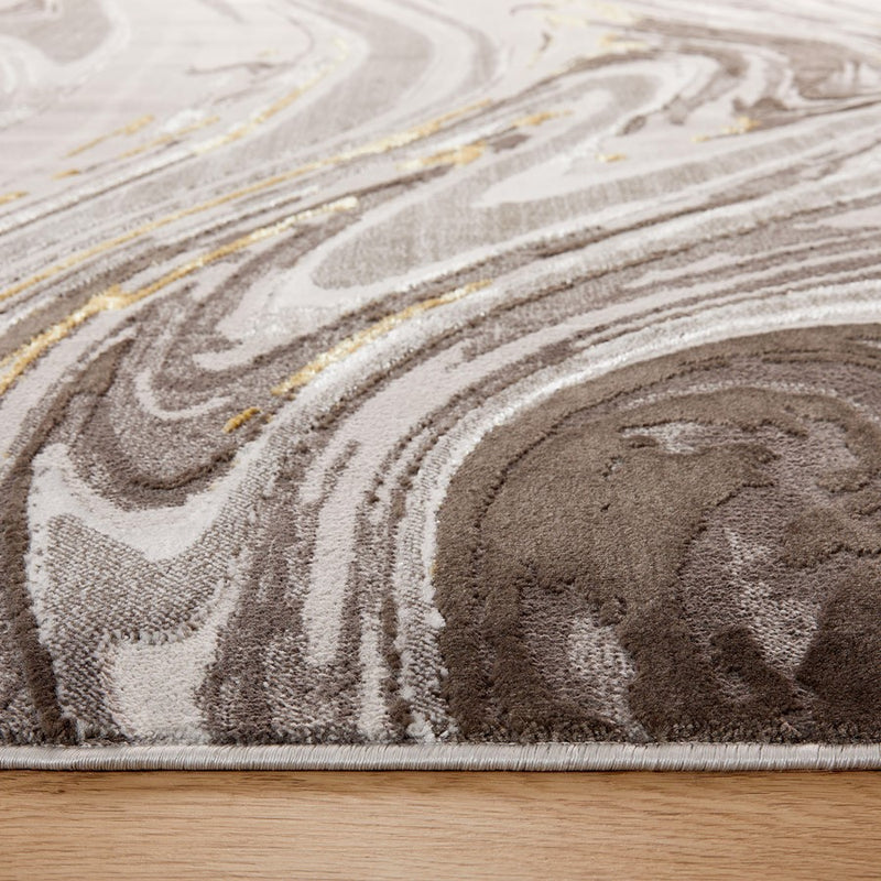 Lavin Rugs T9008 Ayda 6'7"x9'6" Marble Rug, Silver Gold/Black/Grey