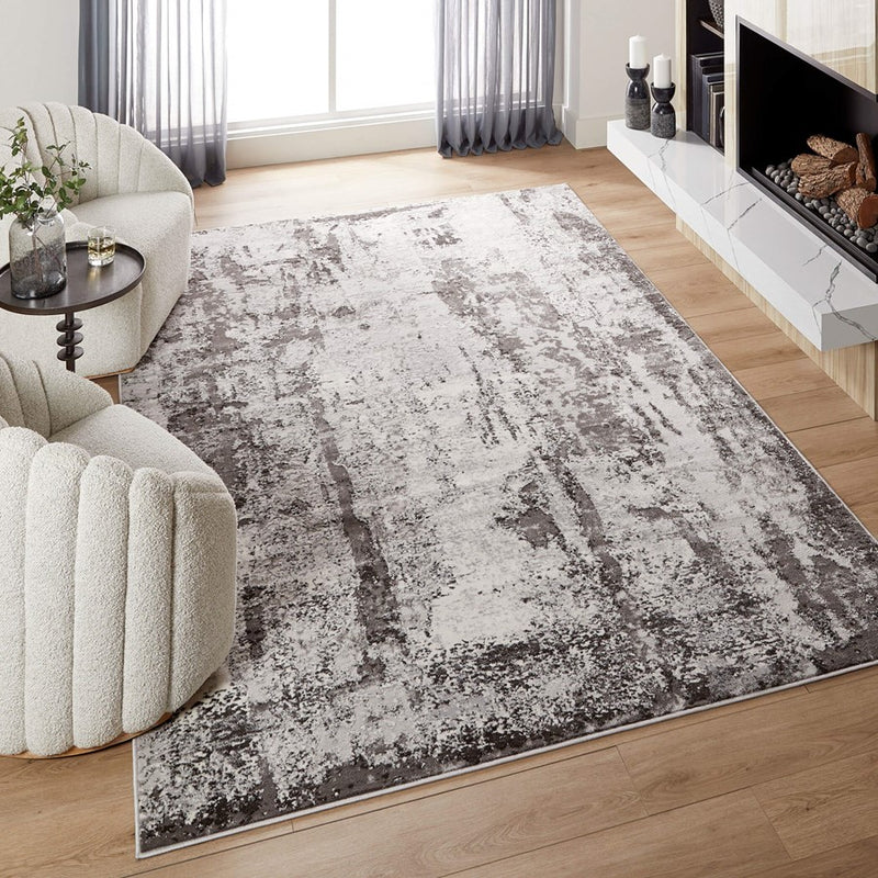 Lavin Rugs T9010 Ayda 9'10"x13'2" Painterly Rug, Grey/Black/Grey