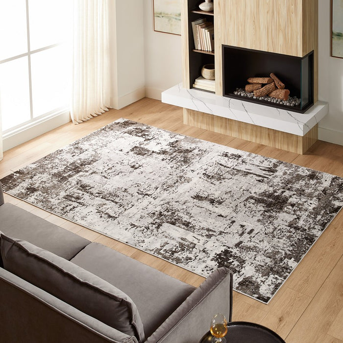 Lavin Rugs T9011 Ayda 6'7"x9'6" Painterly Rug, Grey/Black/Grey