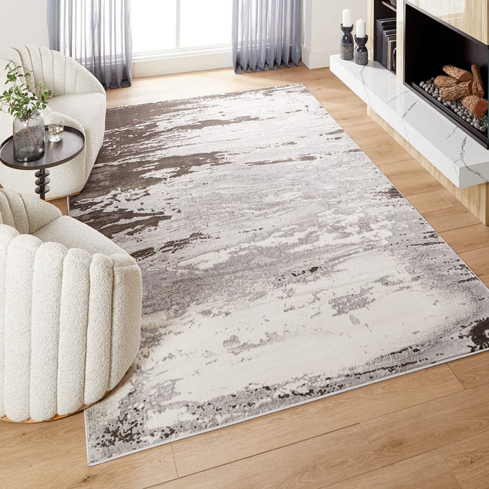 Lavin Rugs T9012 Ayda 2' x 3' Painterly Rug, Grey Silver/Black/Grey