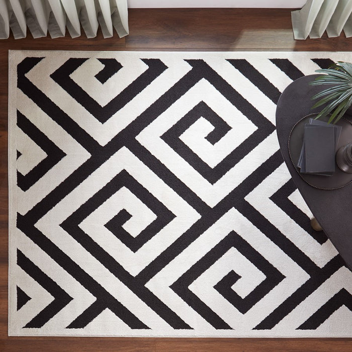 Lavin Rugs T9013 Optika 5'3" x 7'6" Geo Rug, Cream Black/White