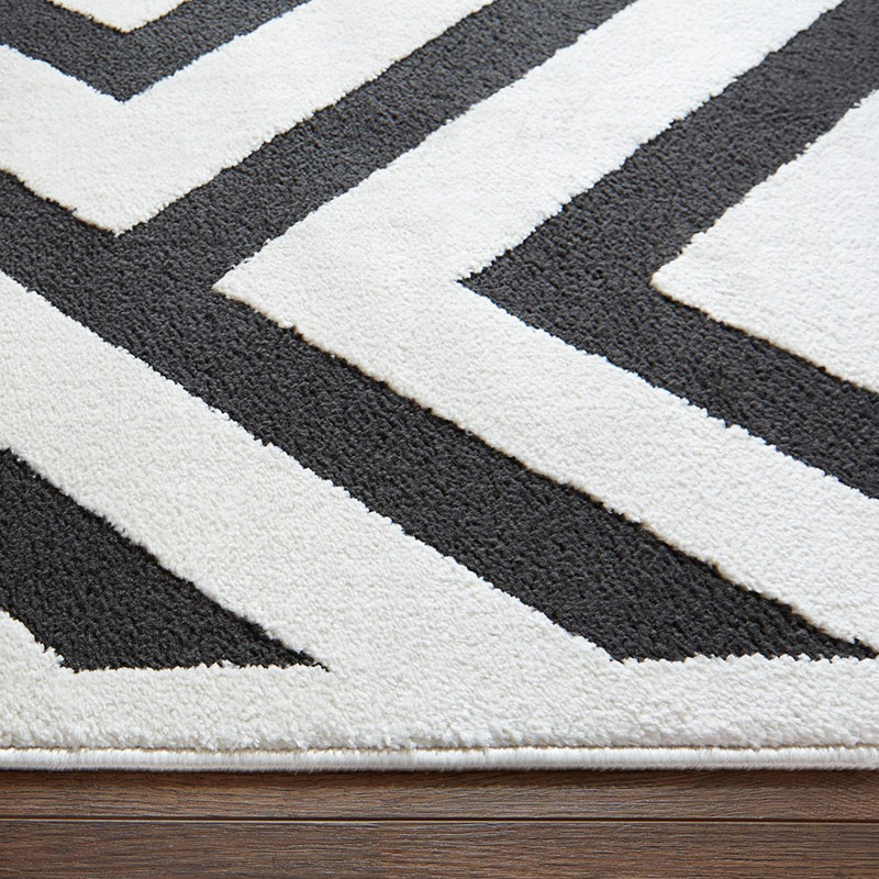 Lavin Rugs T9013 Optika 5'3" x 7'6" Geo Rug, Cream Black/White