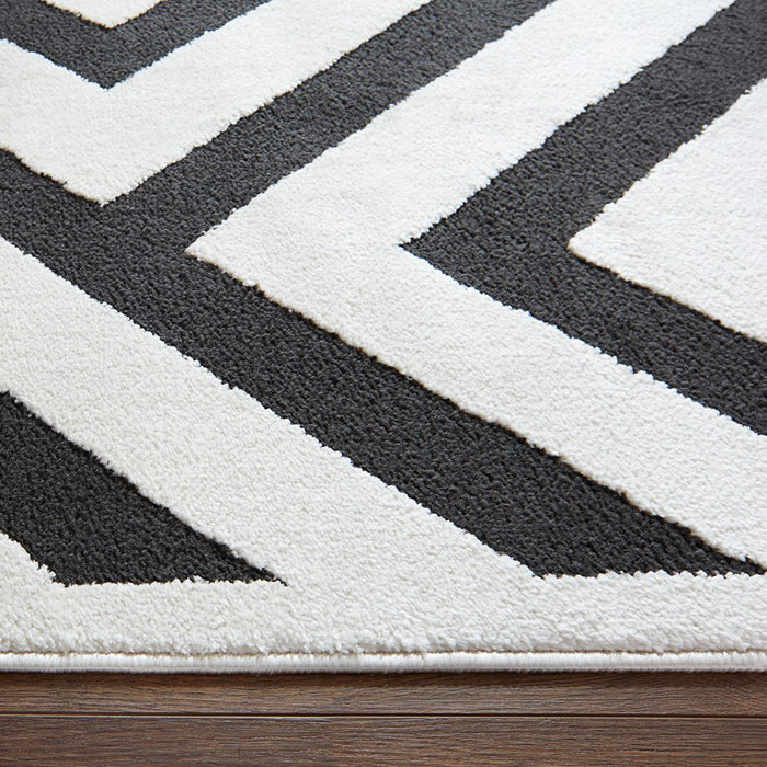 Lavin Rugs T9013 Optika 5'3" x 7'6" Geo Rug, Cream Black/White