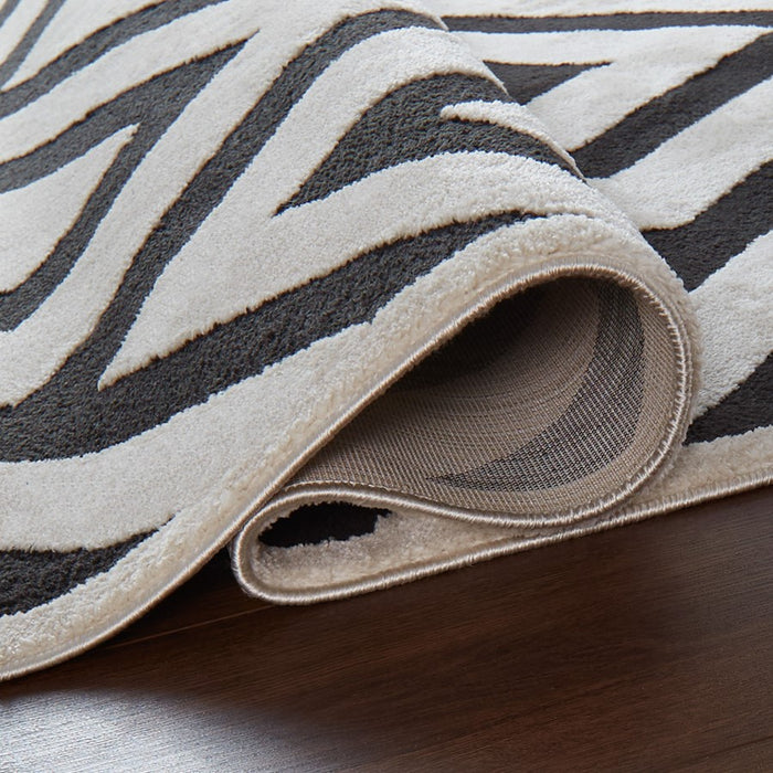 Lavin Rugs T9013 Optika 5'3" x 7'6" Geo Rug, Cream Black/White