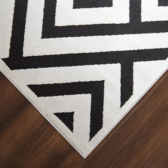 Lavin Rugs T9013 Optika 5'3" x 7'6" Geo Rug, Cream Black/White