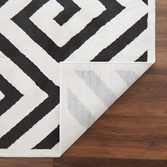 Lavin Rugs T9013 Optika 5'3" x 7'6" Geo Rug, Cream Black/White
