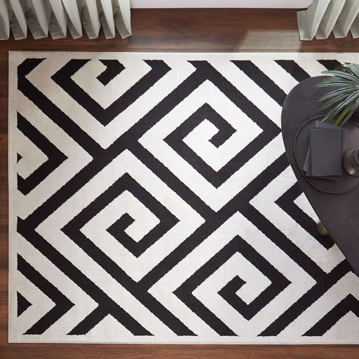 Lavin Rugs T9013 Optika 7'10" x 10'10" Geo Rug, Cream Black/White