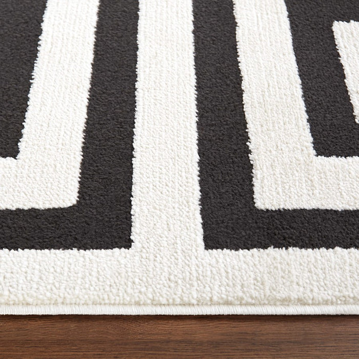Lavin Rugs T9014 Optika 5'3" x 7'6" Geo Rug, Cream Black/White