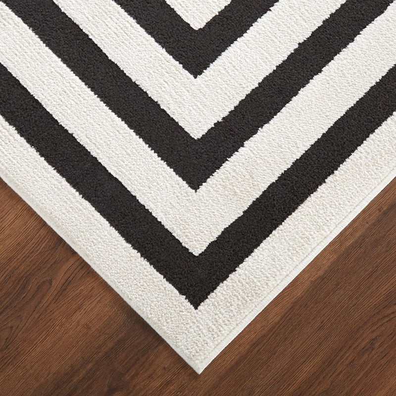 Lavin Rugs T9014 Optika 6'7" x 9'6" Geo Rug, Cream Black/White