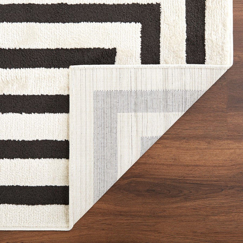 Lavin Rugs T9014 Optika 6'7" x 9'6" Geo Rug, Cream Black/White