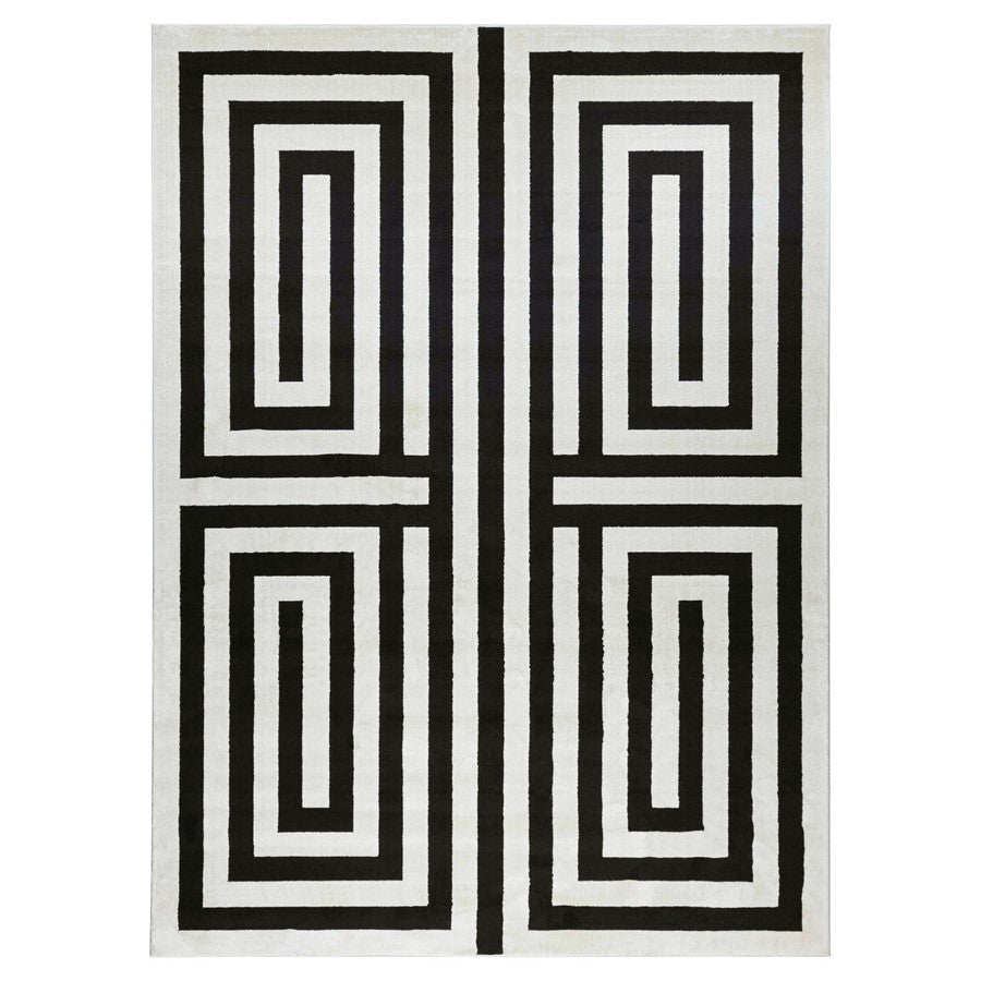 Lavin Rugs T9014 Optika 7'10" x 10'10" Geo Rug, Cream Black/White - T9014-0811