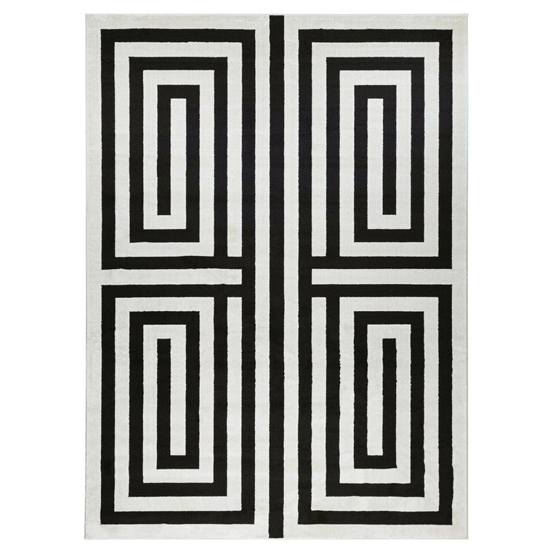 Lavin Rugs T9014 Optika 9'10" x 13'2" Geo Rug, Cream Black/White - T9014-1013