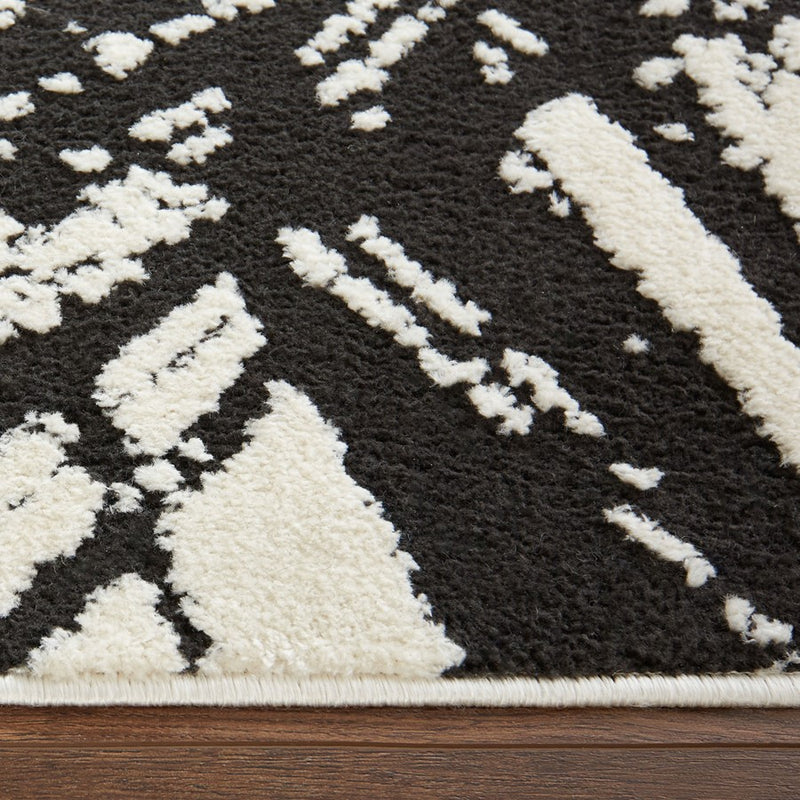 Lavin Rugs T9015 Optika 2' x 3' Brush Stroke Rug, Cream Black/White
