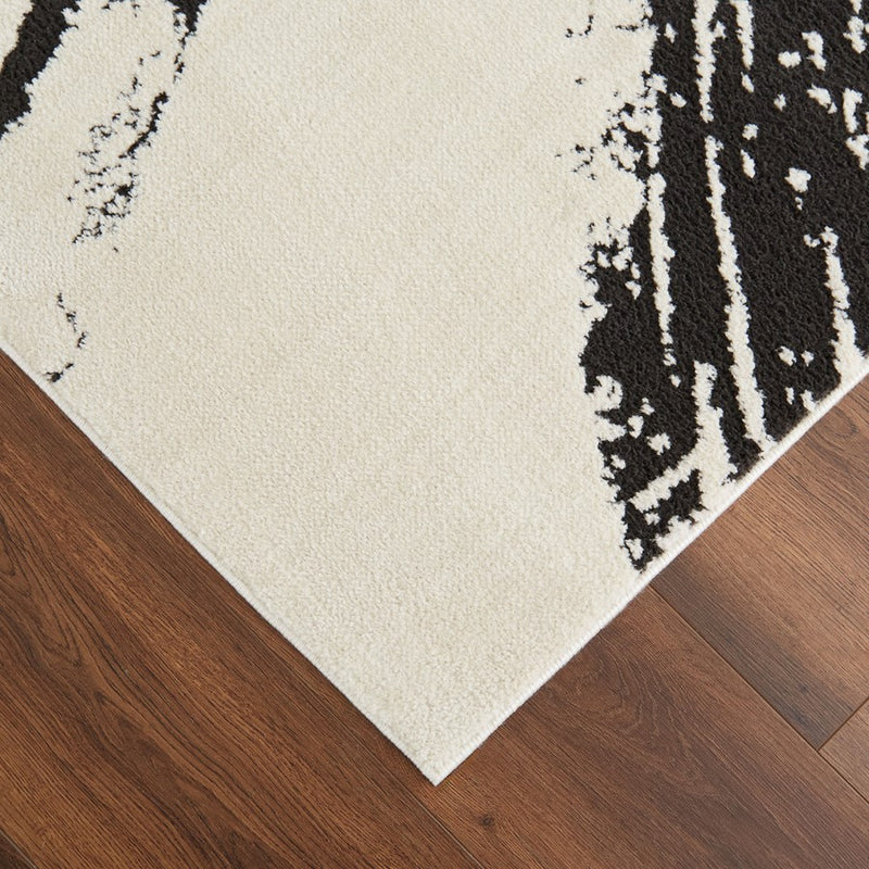 Lavin Rugs T9015 Optika 5'3" x 7'6" Brush Stroke Rug, Black/White