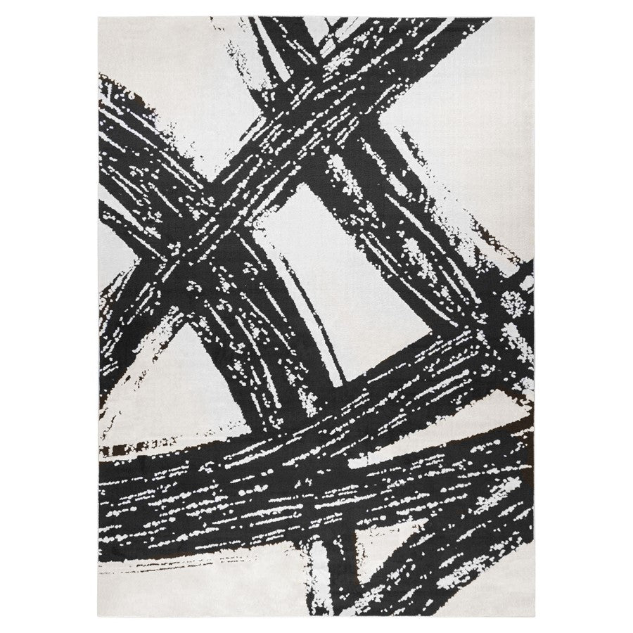 Lavin Rugs T9015 Optika 6'7" x 9'6" Brush Stroke Rug, Black/White - T9015-0609