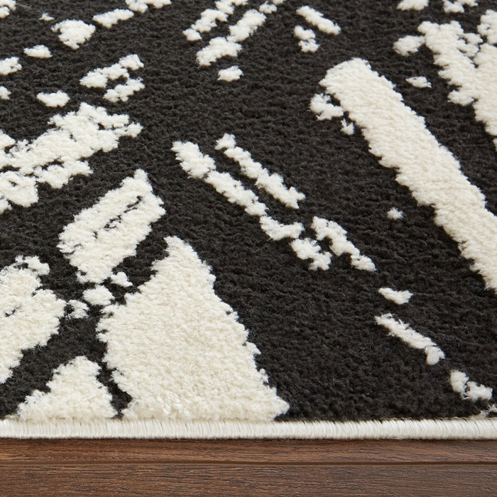 Lavin Rugs T9015 Optika 7'10"x10'10" Brush Stroke Rug, Black/White
