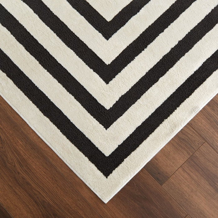 Lavin Rugs T9016 Optika 5'3" x 7'6" Geo Rug, Cream Black/White