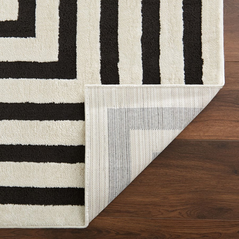 Lavin Rugs T9016 Optika 5'3" x 7'6" Geo Rug, Cream Black/White