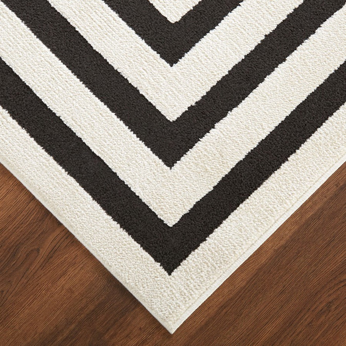 Lavin Rugs T9017 Optika 2' x 3' Geo Rug, Cream Black/White