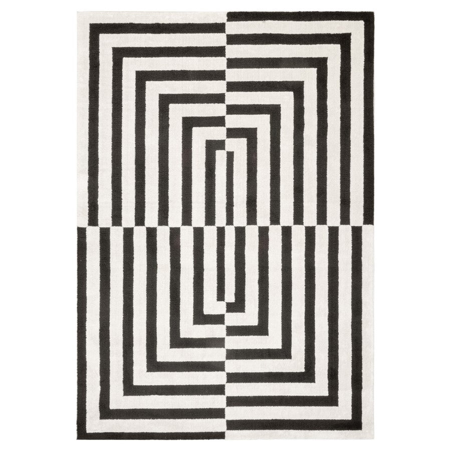 Lavin Rugs T9017 Optika 5'3" x 7'6" Geo Rug, Cream Black/White - T9017-0507