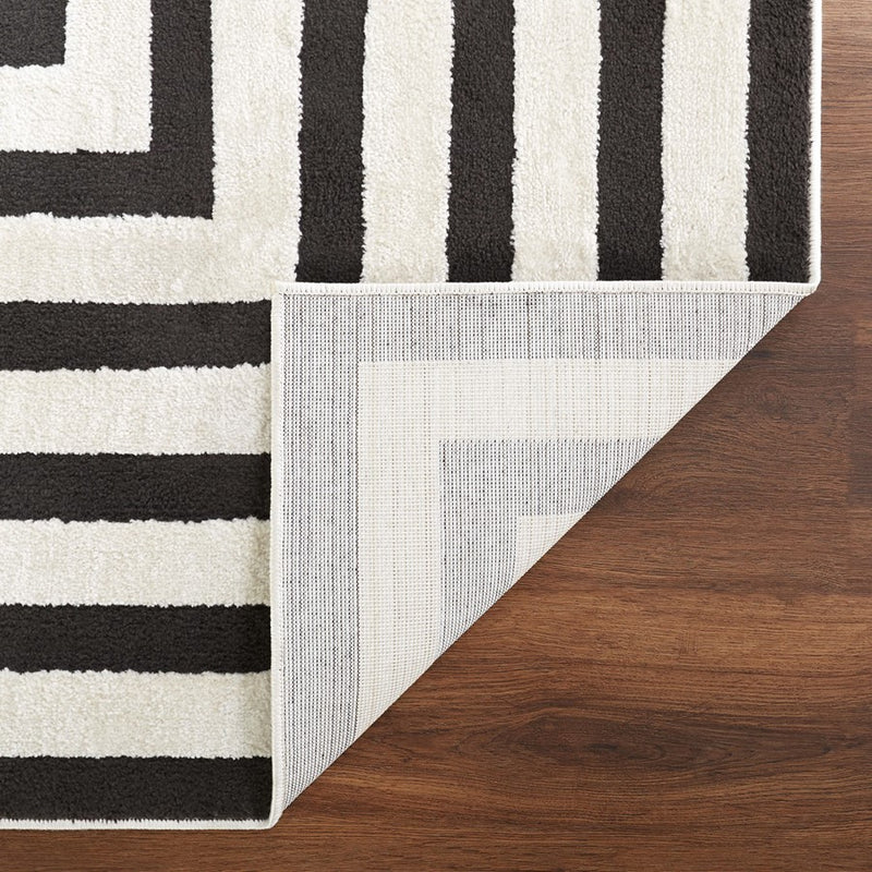 Lavin Rugs T9017 Optika 5'3" x 7'6" Geo Rug, Cream Black/White