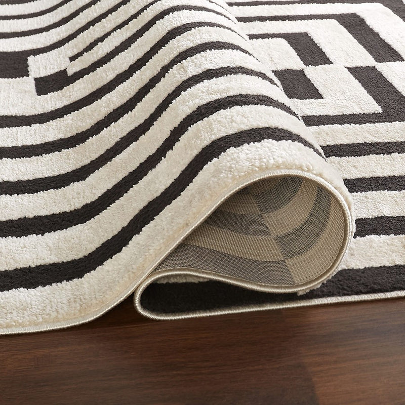 Lavin Rugs T9017 Optika 7'10" x 10'10" Geo Rug, Cream Black/White