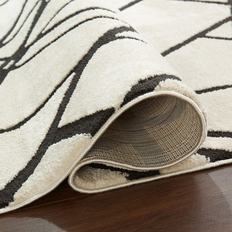Lavin Rugs T9018 Optika 5'3" x 7'6" Linear Geo Rug, Black/White