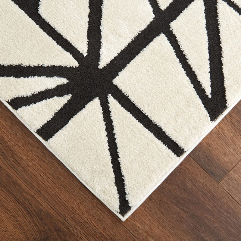 Lavin Rugs T9018 Optika 5'3" x 7'6" Linear Geo Rug, Black/White