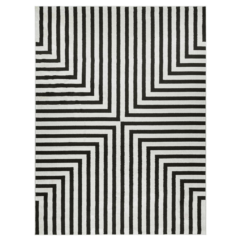 Lavin Rugs T9019 Optika 2' x 3' Geo Rug, Cream Black/White - T9019-0203