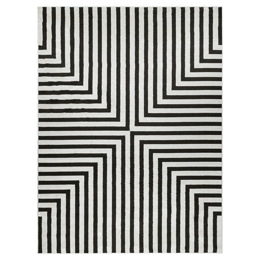 Lavin Rugs T9019 Optika 2' x 3' Geo Rug, Cream Black/White - T9019-0203