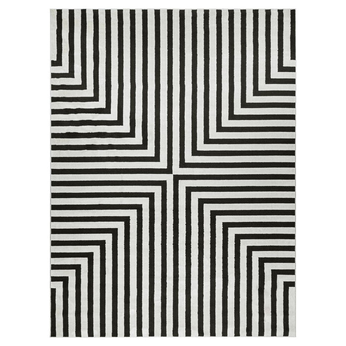 Lavin Rugs T9019 Optika 2' x 3' Geo Rug, Cream Black/White - T9019-0203