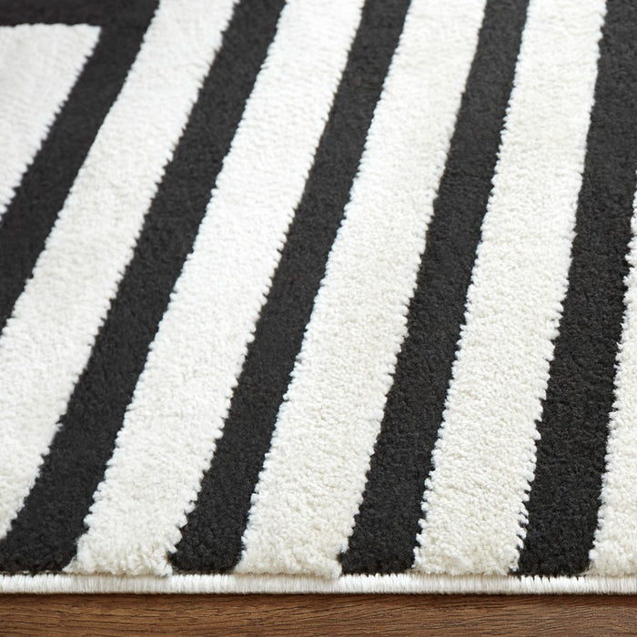 Lavin Rugs T9019 Optika 5'3" x 7'6" Geo Rug, Cream Black/White