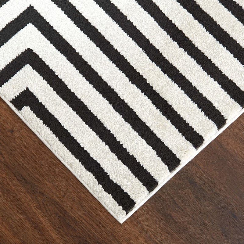 Lavin Rugs T9019 Optika 5'3" x 7'6" Geo Rug, Cream Black/White