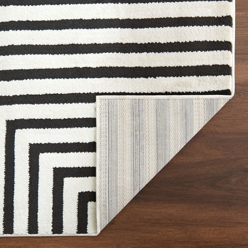 Lavin Rugs T9019 Optika 5'3" x 7'6" Geo Rug, Cream Black/White