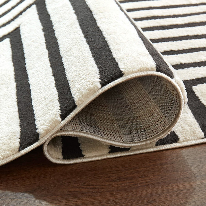 Lavin Rugs T9019 Optika 7'10" x 10'10" Geo Rug, Cream Black/White