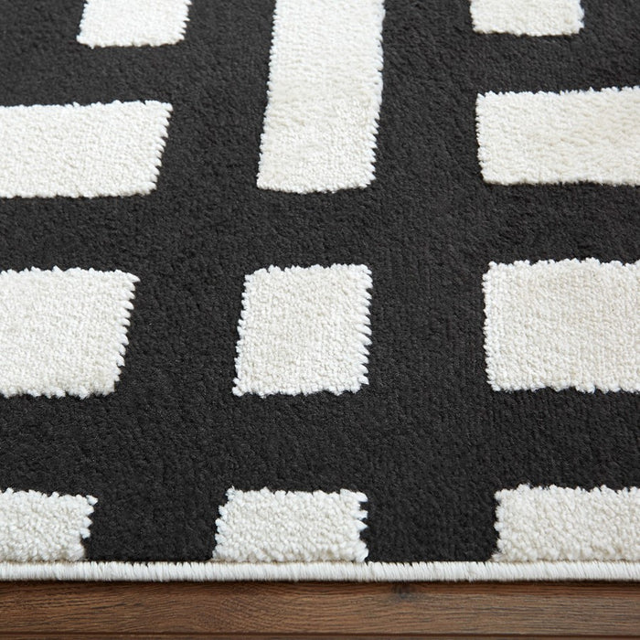 Lavin Rugs T9020 Optika 2' x 3' Geo Rug, Cream Black/White