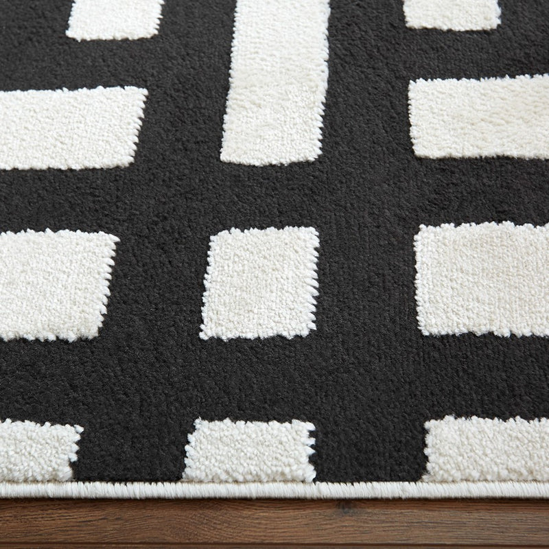 Lavin Rugs T9020 Optika 7'10" x 10'10" Geo Rug, Cream Black/White