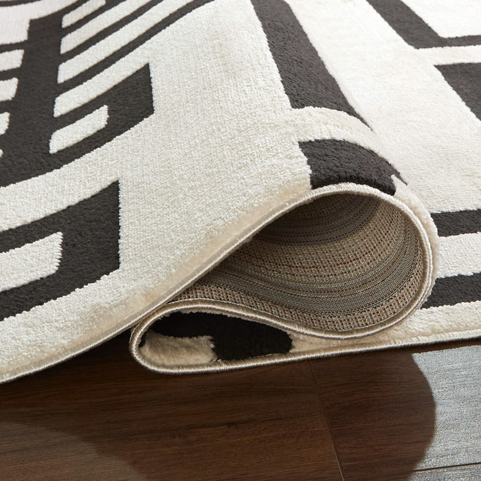 Lavin Rugs T9020 Optika 7'10" x 10'10" Geo Rug, Cream Black/White