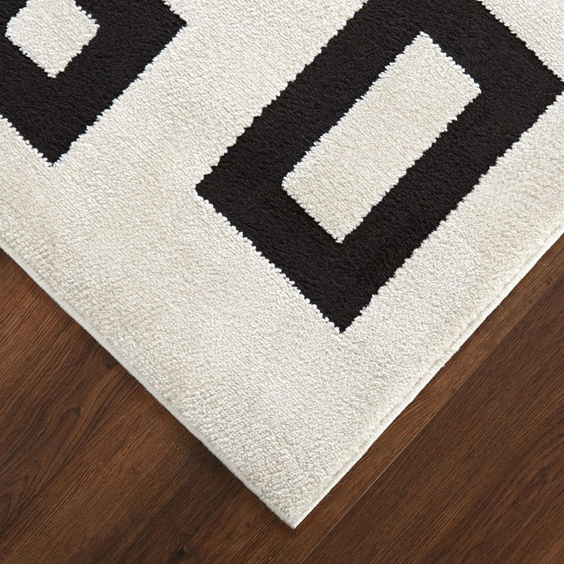 Lavin Rugs T9020 Optika 9'10" x 13'2" Geo Rug, Cream Black/White