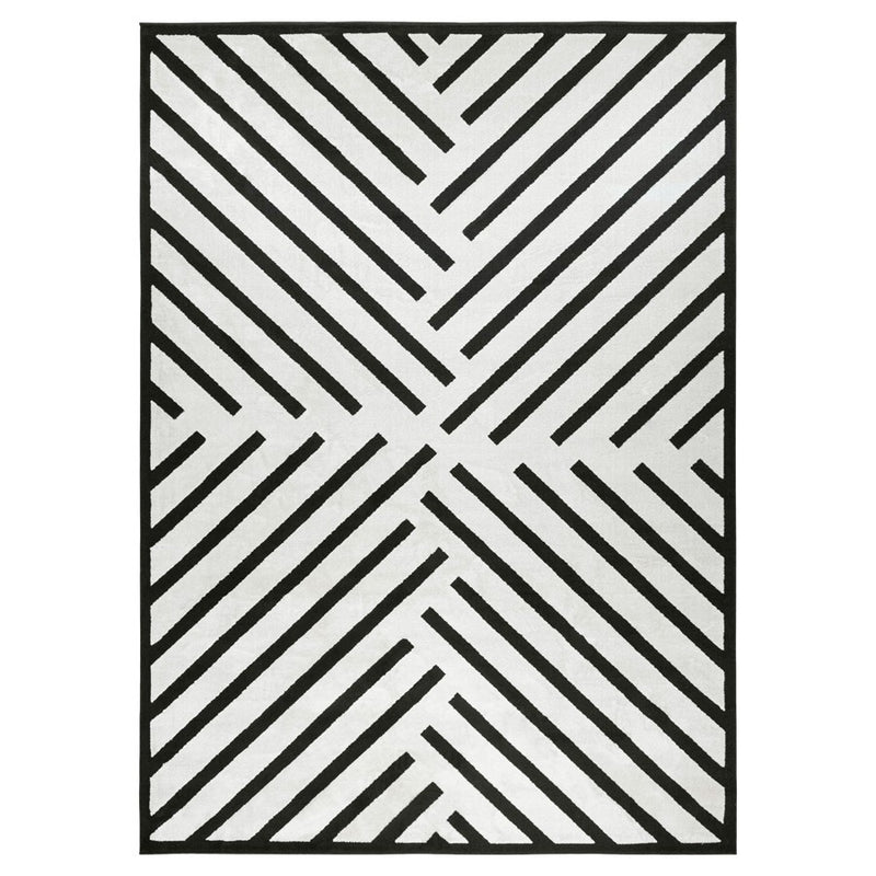 Lavin Rugs T9021 Optika 2' x 3' Geo Rug, Cream Black/White - T9021-0203
