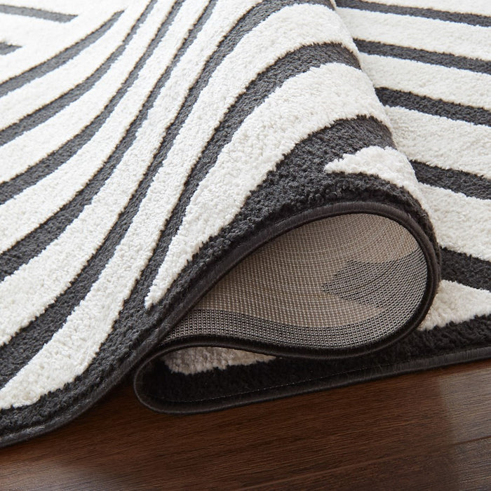 Lavin Rugs T9021 Optika 5'3" x 7'6" Geo Rug, Cream Black/White