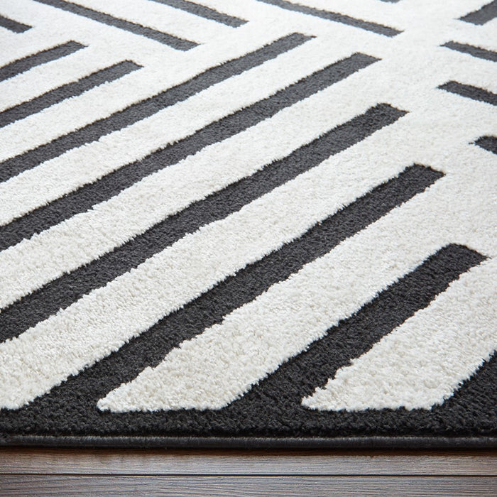 Lavin Rugs T9021 Optika 6'7" x 9'6" Geo Rug, Cream Black/White