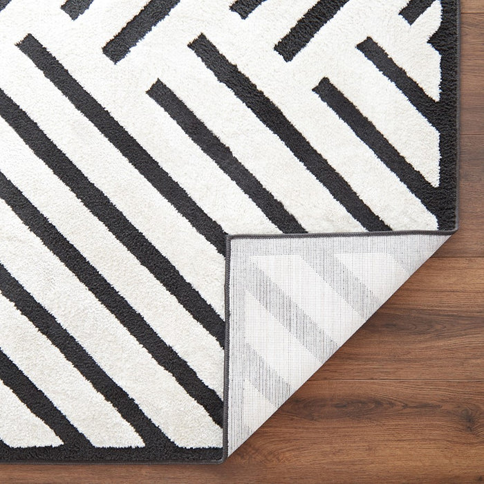 Lavin Rugs T9021 Optika 7'10" x 10'10" Geo Rug, Cream Black/White