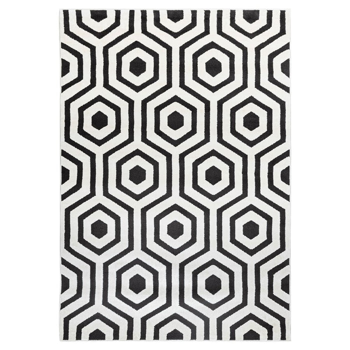 Lavin Rugs T9022 Optika 2' x 3' Geo Rug, Cream Black/White - T9022-0203